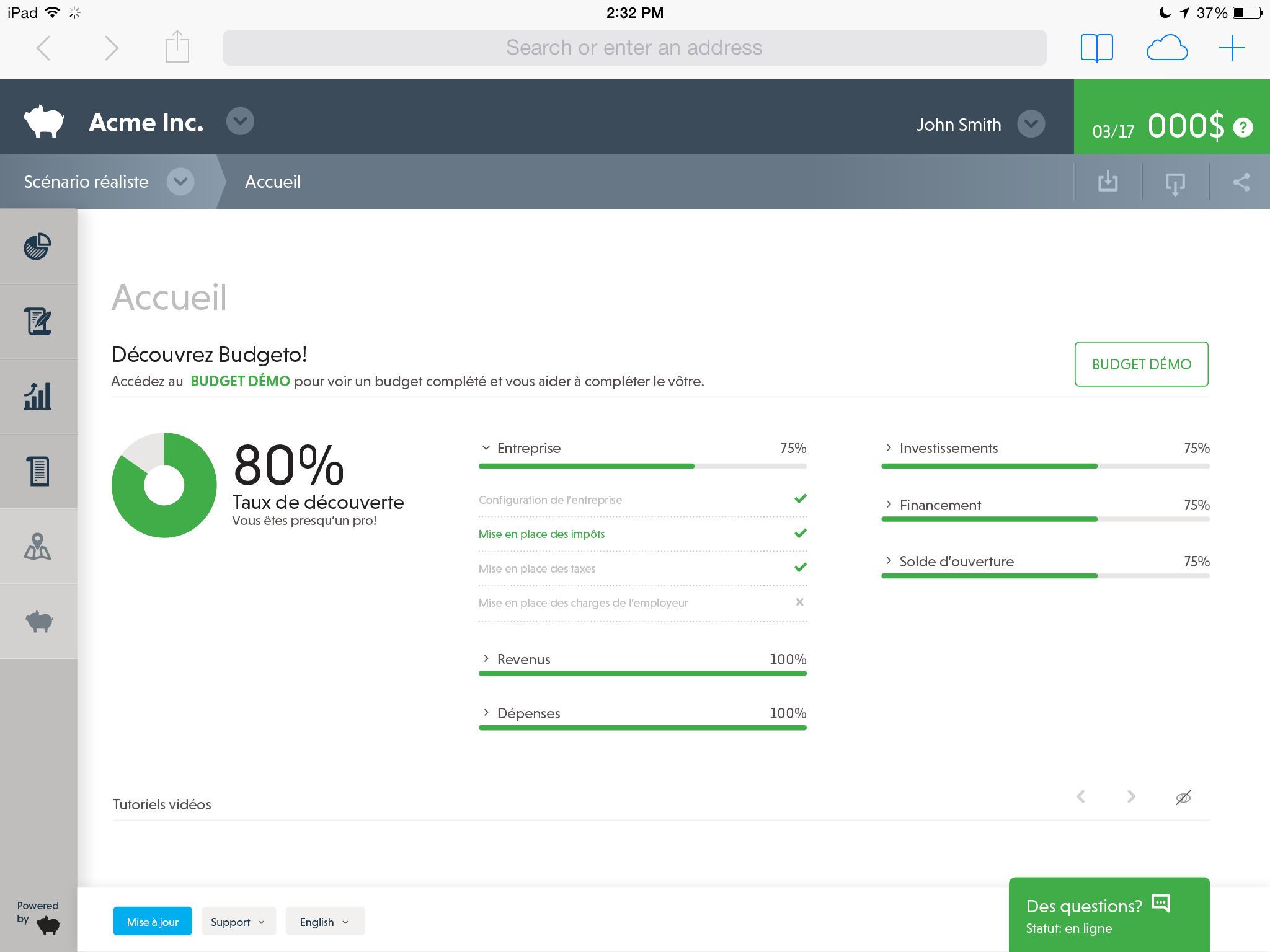 Budgeto application screenshot