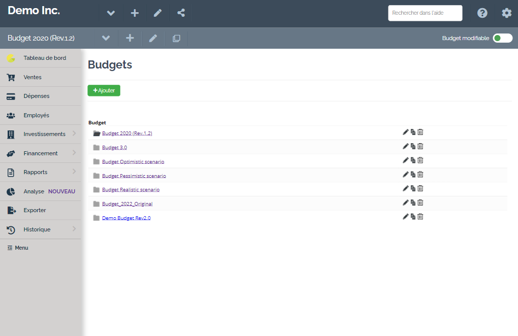 Budgeto application screenshot